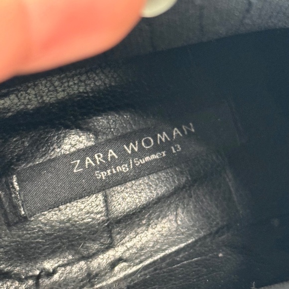 Zara Woman Black Leather Western Boots Harness Buckle Pointed Toe Silver Detail - Picture 8 of 8